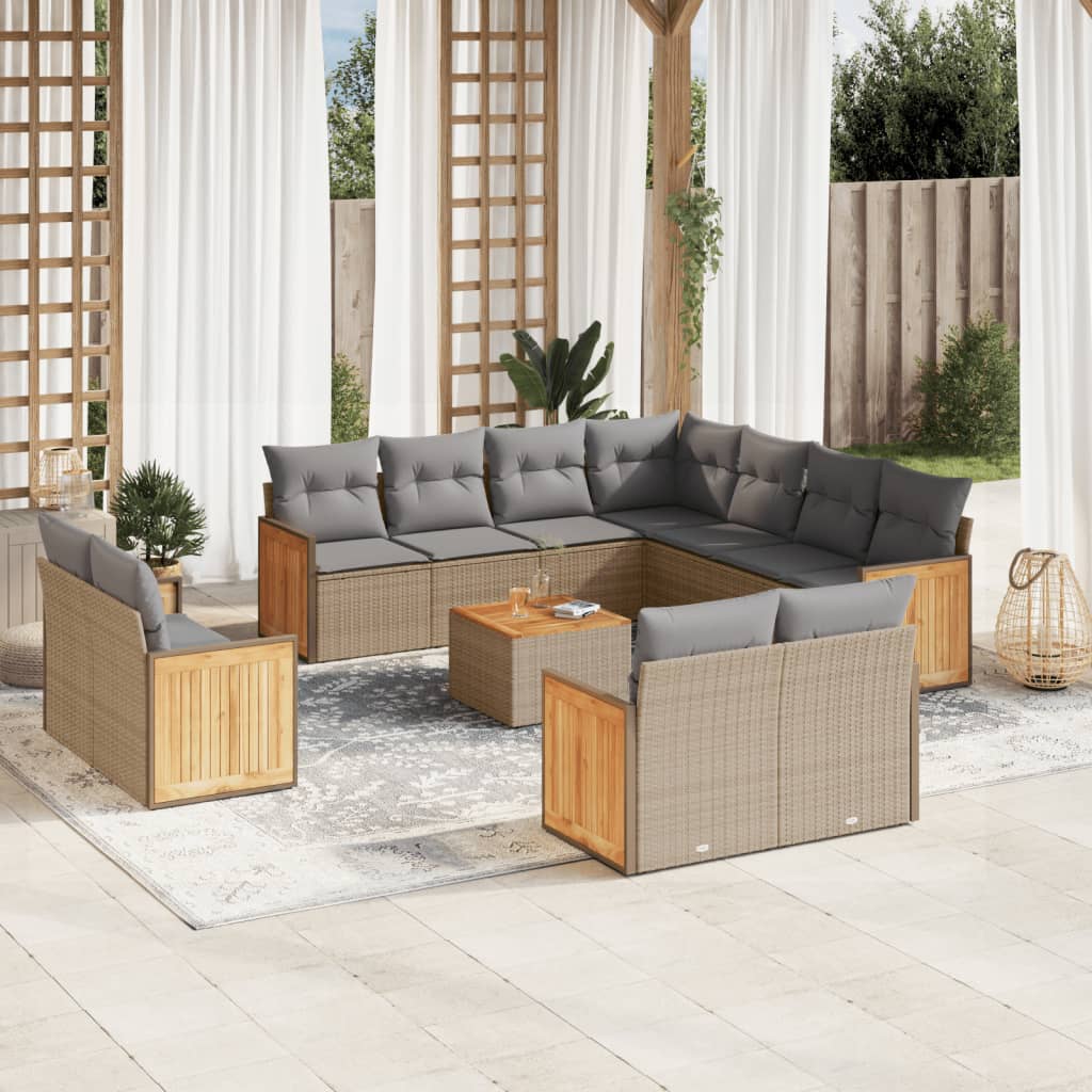 Set Divani da Giardino 12 pz con Cuscini Beige in Polyrattancod mxl 90159