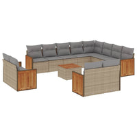 Set Divano da Giardino 13 pz con Cuscini Beige in Polyrattan 3228201