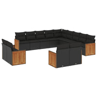 Set Divani da Giardino 13pz con Cuscini Nero in Polyrattan 3228204