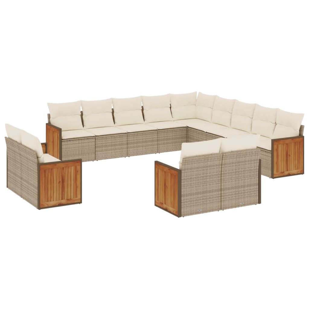 Set Divano da Giardino 13 pz con Cuscini Beige in Polyrattan 3228207