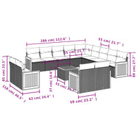 Set Divani da Giardino 14pz con Cuscini in Polyrattan Nero 3228211