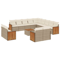 Set Divani da Giardino 14pz con Cuscini in Polyrattan Beige 3228214