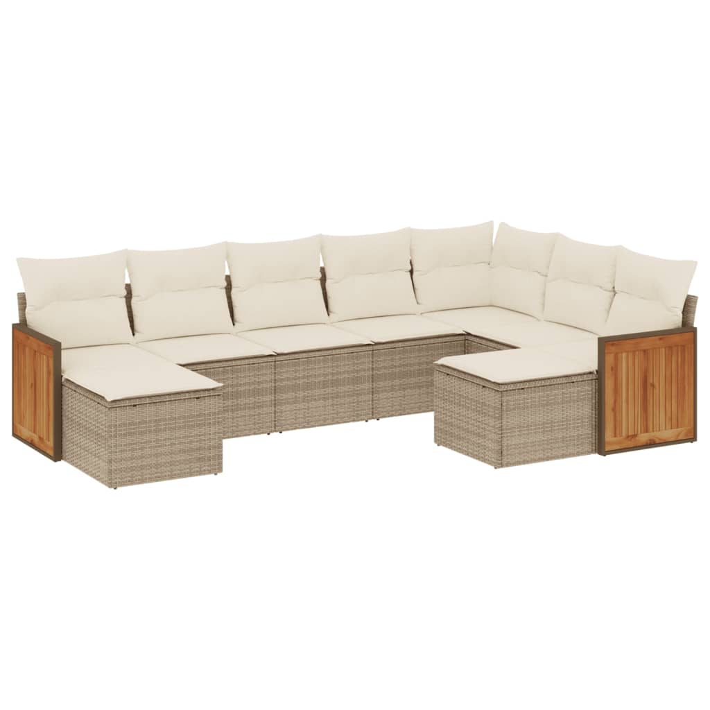 Set Divano da Giardino 9 pz con Cuscini Beige in Polyrattancod mxl 113984