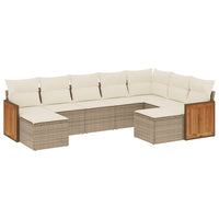 Set Divano da Giardino 9 pz con Cuscini Beige in Polyrattancod mxl 113984