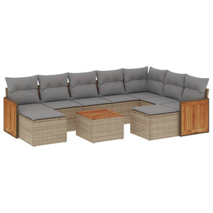 Set Divano da Giardino 10 pz con Cuscini Beige in Polyrattancod mxl 89974