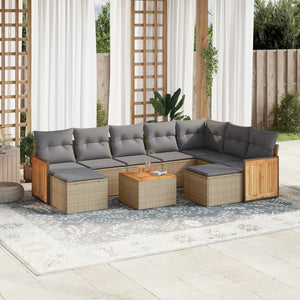 Set Divano da Giardino 10 pz con Cuscini Beige in Polyrattancod mxl 89974