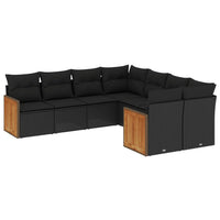 Set Divani da Giardino con Cuscini 8 pz Nero in Polyrattan 3228232