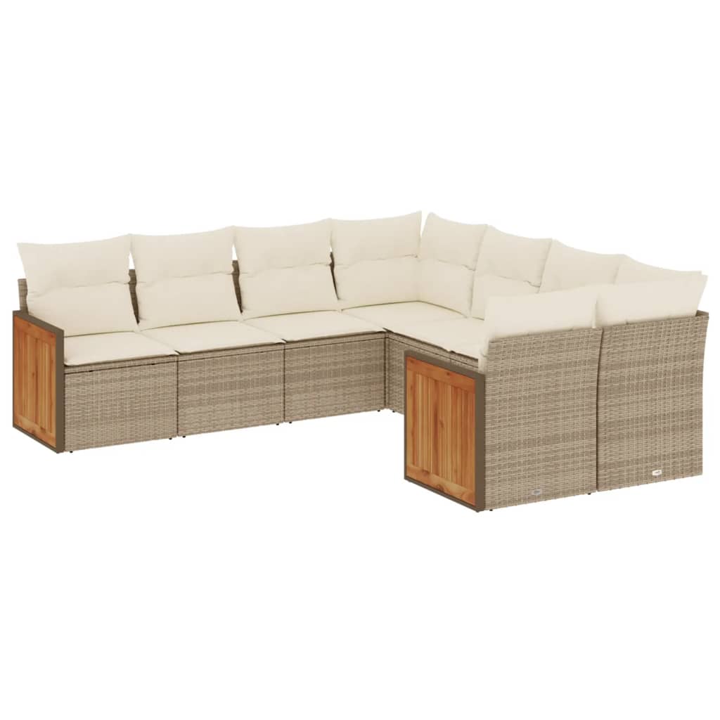 Set Divano da Giardino 8 pz con Cuscini Beige in Polyrattan 3228235