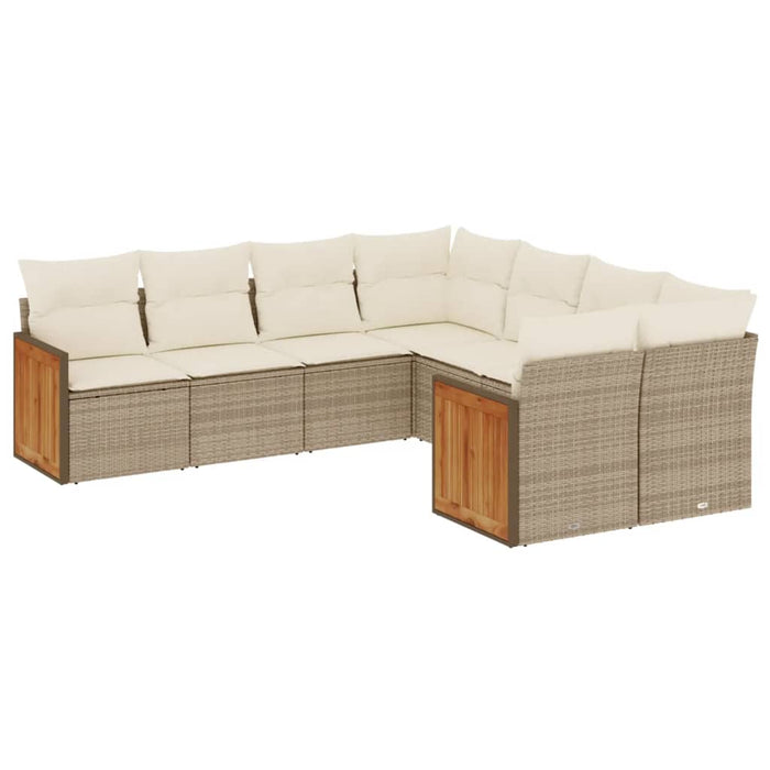 Set Divano da Giardino 8 pz con Cuscini Beige in Polyrattan 3228235