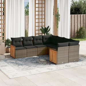 Set Divano da Giardino 8 pz con Cuscini Grigio in Polyrattancod mxl 113976