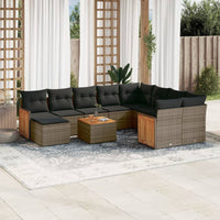 Set Divani da Giardino 11 pz con Cuscini in Polyrattan Grigio 3228244