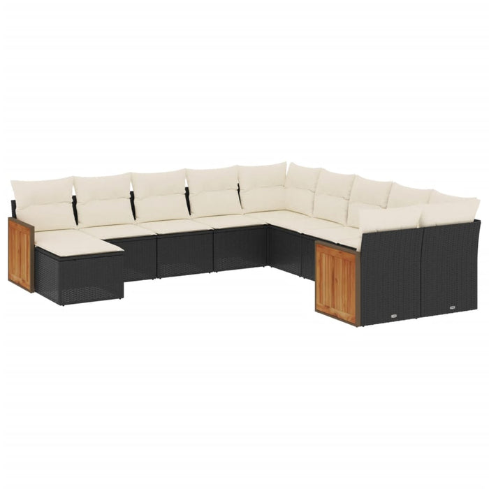 Set Divani da Giardino 11 pz con Cuscini in Polyrattan Nero 3228247