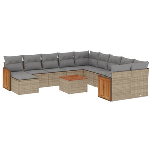 Set Divani da Giardino 12 pz con Cuscini Beige in Polyrattancod mxl 92716