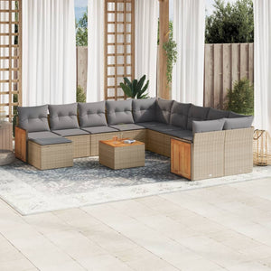 Set Divani da Giardino 12 pz con Cuscini Beige in Polyrattancod mxl 92716