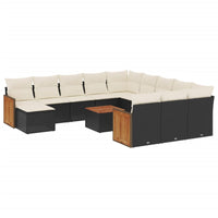 Set Divani da Giardino 13pz con Cuscini Nero in Polyrattancod mxl 113978