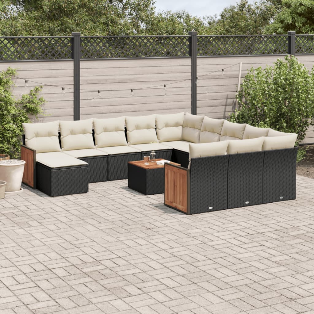 Set Divani da Giardino 13pz con Cuscini Nero in Polyrattancod mxl 113978