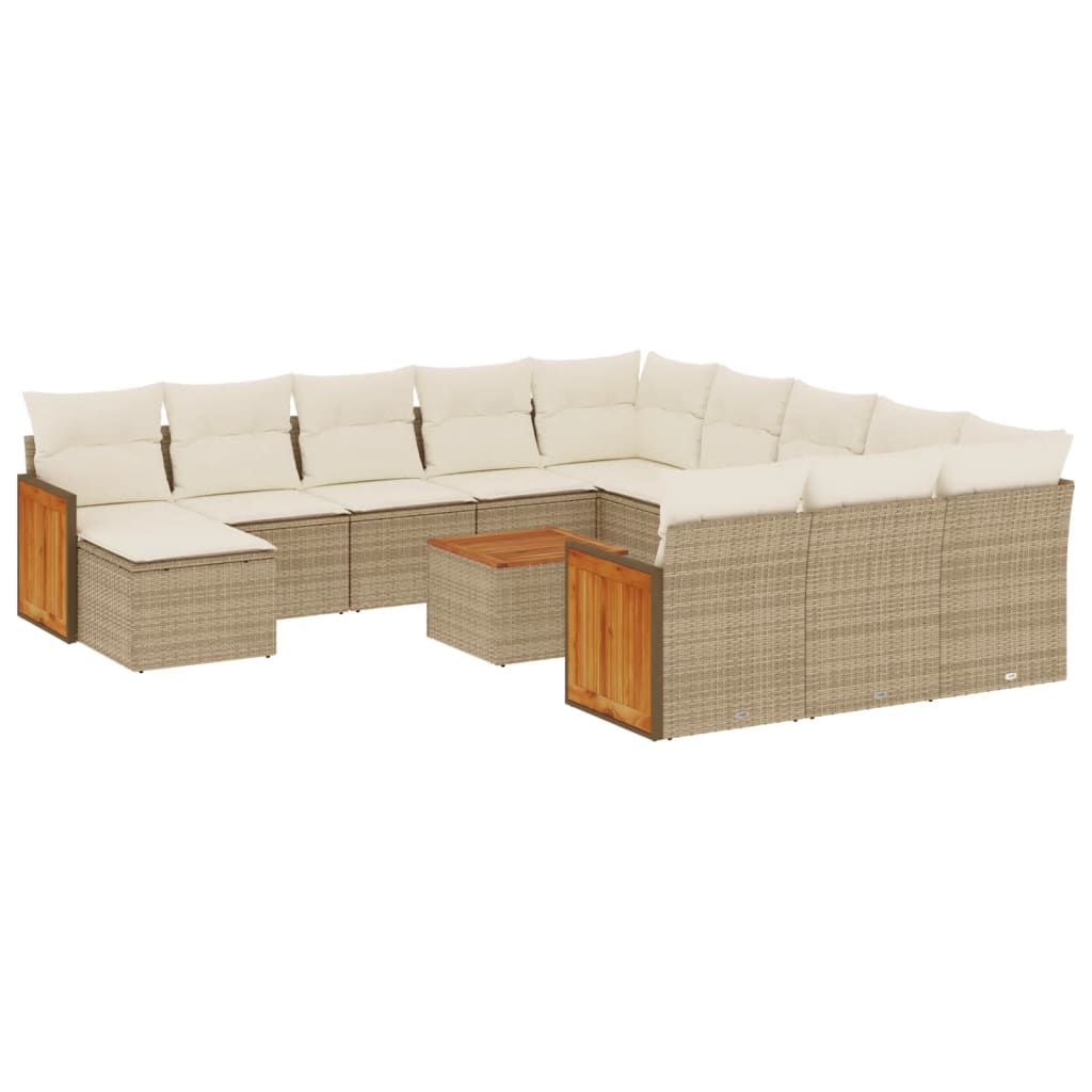 Set Divano da Giardino 13 pz con Cuscini Beige in Polyrattan 3228270