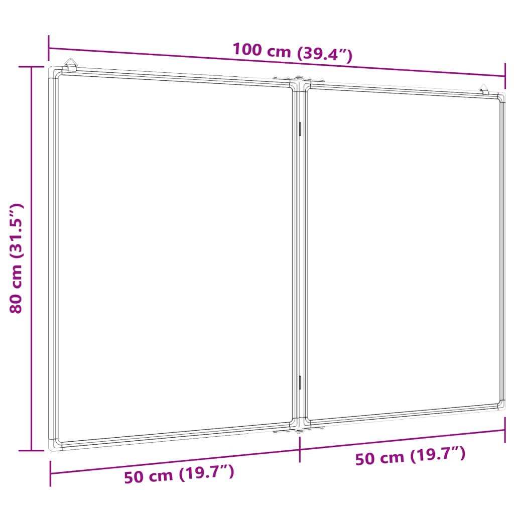 Lavagna Magnetica Pieghevole 100x80x1,7 cm in Alluminio 4005353