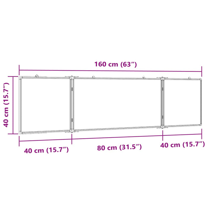 Lavagna Magnetica Pieghevole 160x40x1,7 cm in Alluminio 4005364