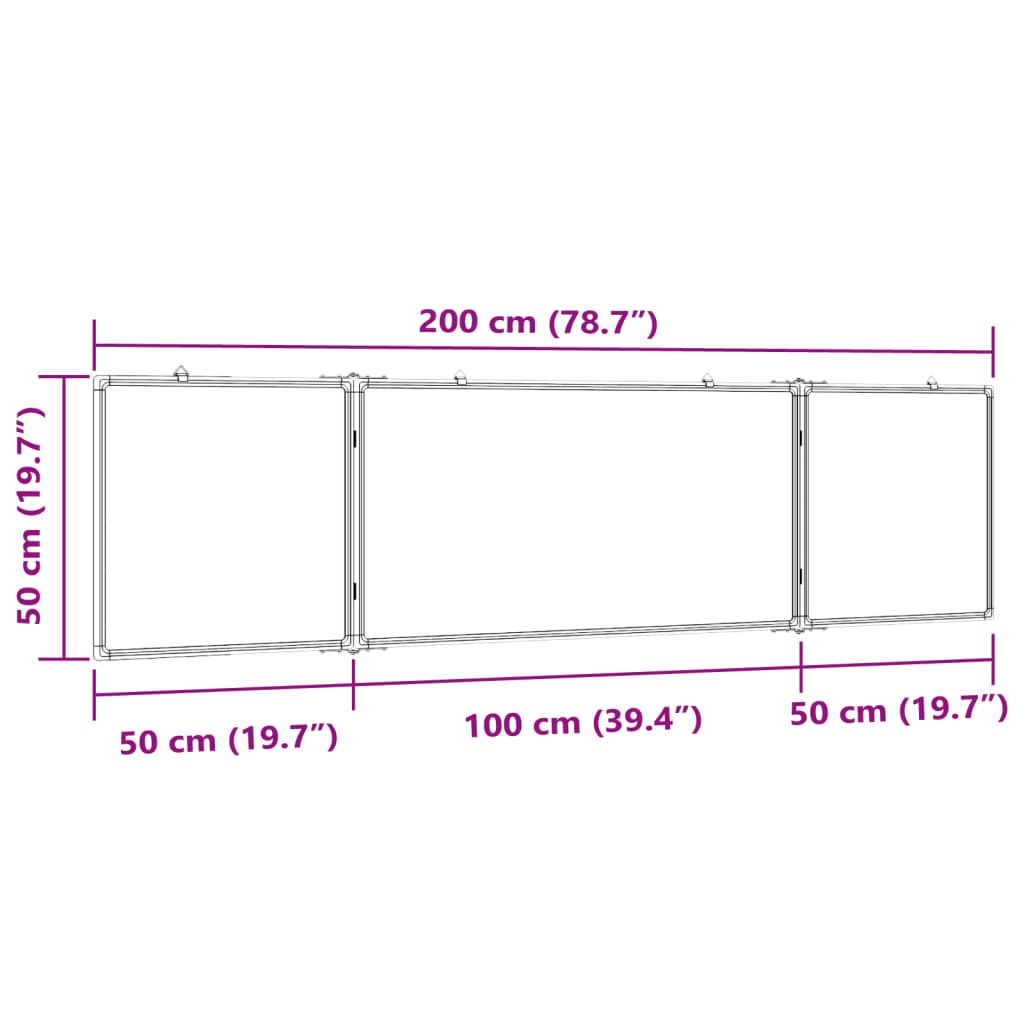 Lavagna Magnetica Pieghevole 200x50x1,7 cm in Alluminio 4005367