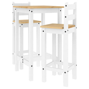 Set da Bar 3 pz Bianco in Legno Massello di Pino 4005689