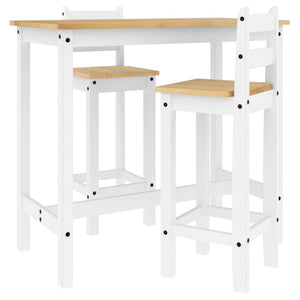 Set da Bar 3 pz Bianco in Legno Massello di Pino 4005692