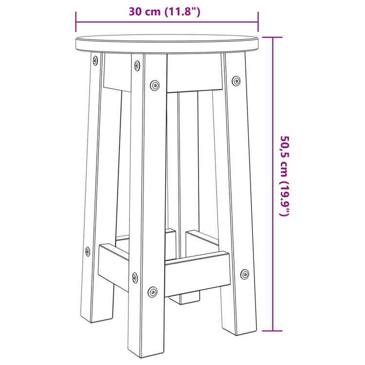 Sgabelli da Bar 2 pz in Legno Massello di Pino 4005699