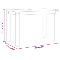 Tavolo da Pranzo Panama Bianco 117x60x75 cm Legno Massello Pino 4005704