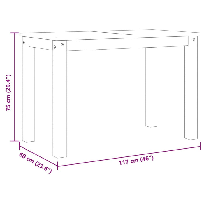 Tavolo da Pranzo Panama Bianco 117x60x75 cm Legno Massello Pino 4005704