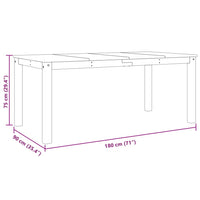 Tavolo da Pranzo Panama Bianco 180x90x75 cm Legno Massello Pino 4005710