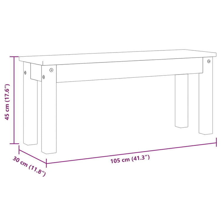 Panca da Pranzo Panama 105x30x45 cm in Legno Massello di Pino 4005711