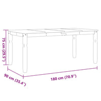 Tavolo da Pranzo Corona 180x90x75 cm in Legno Massello di Pino 4005721