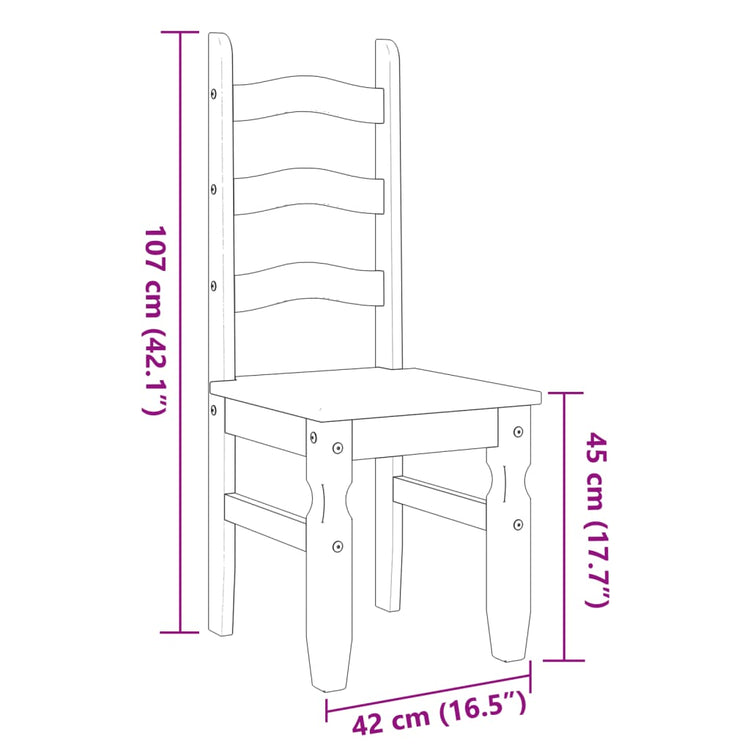 Sedie da Pranzo 2 pz Corona 42x47x107 cm in Legno Massello di Pino 4005723