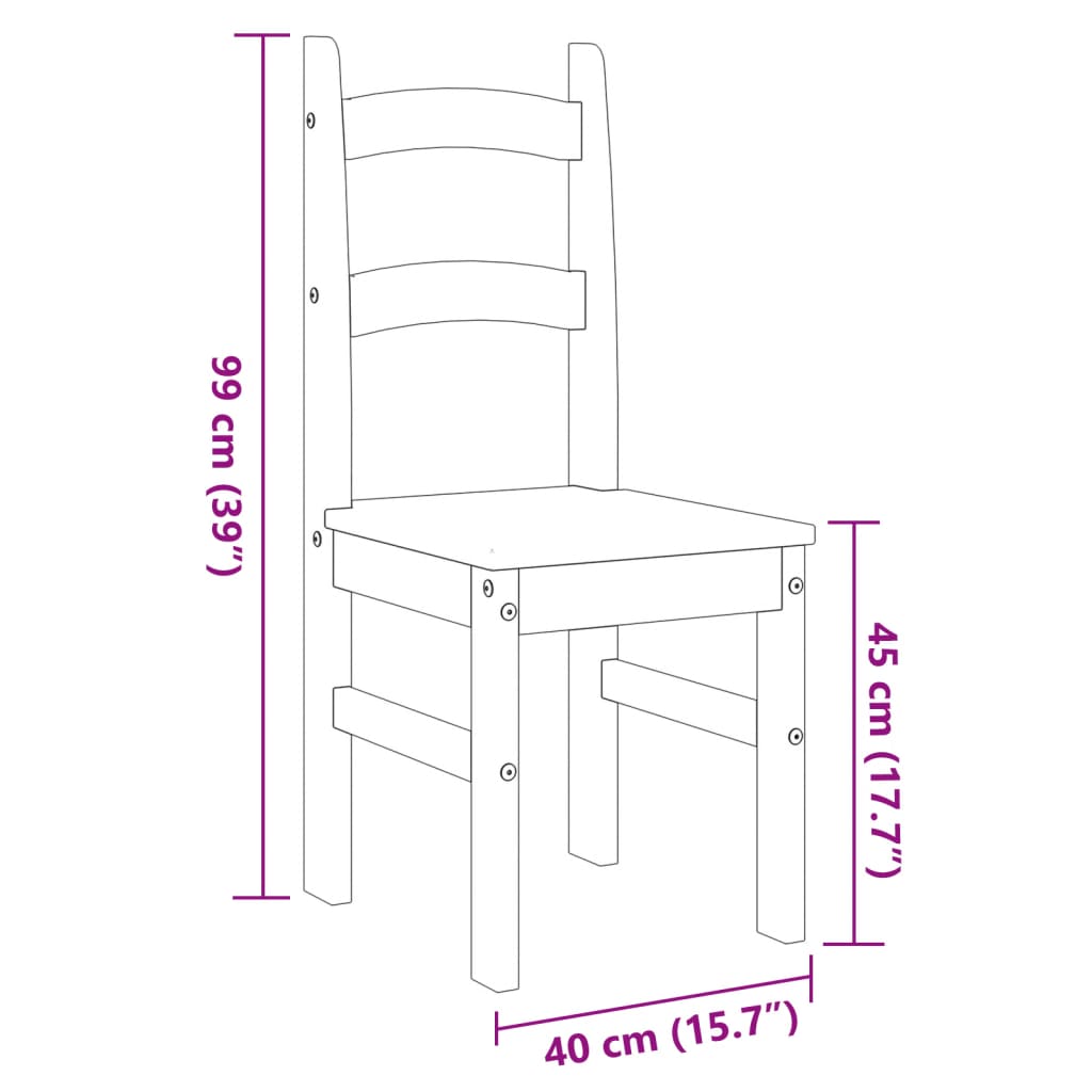 Sedie da Pranzo 2 pz 40x46x99 cm Legno Massello di Pino 4005726