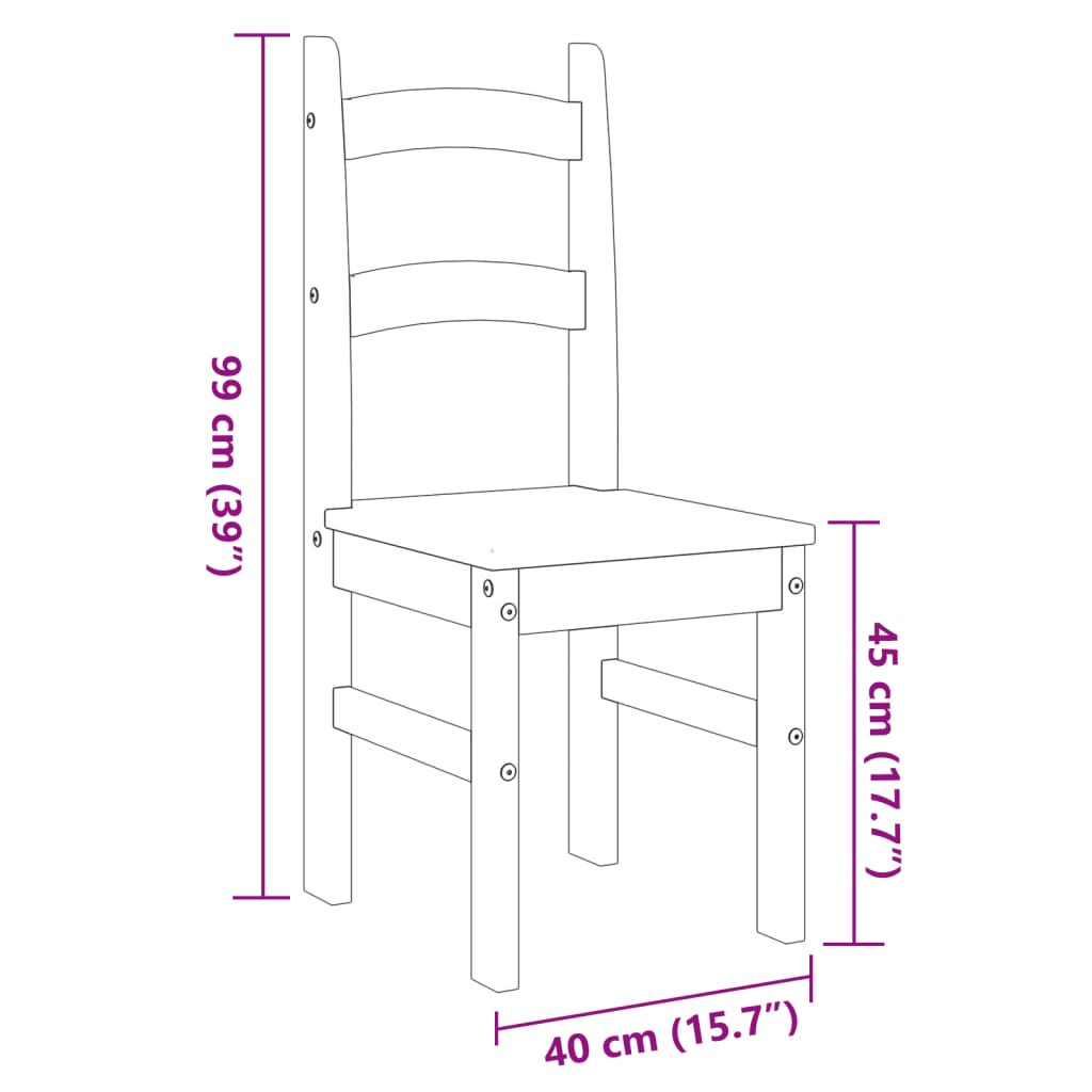 Sedie da Pranzo 2 pz Grigie 40x46x99 cm Legno Massello di Pino 4005727