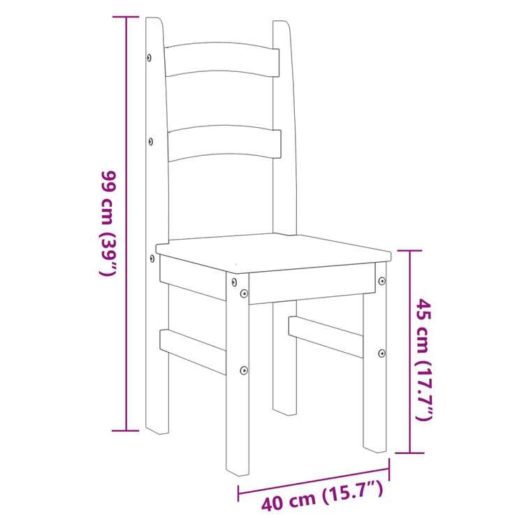 Sedie da Pranzo 2 pz Grigie 40x46x99 cm Legno Massello di Pino 4005727