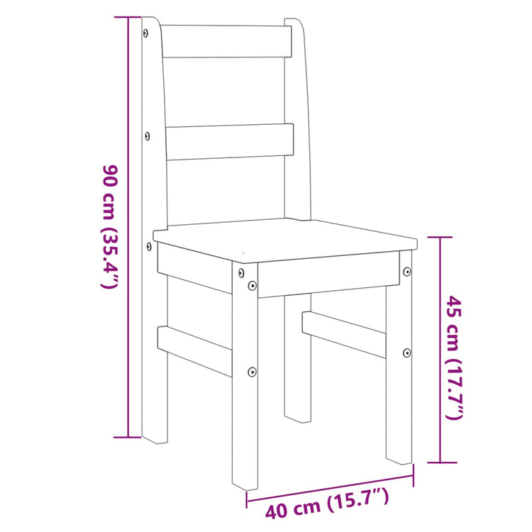 Sedie da Pranzo 2 pz Panama 40x46x90 cm in Legno Massello di Pino 4005729