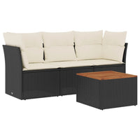 Set Divani da Giardino 4 pz con Cuscini Nero in Polyrattan 3223466