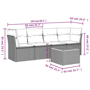 Set Divani da Giardino 5 pz con Cuscini in Polyrattan Nerocod mxl 111939