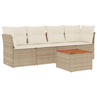 Set Divano da Giardino 5 pz con Cuscini Beige in Polyrattan 3223475