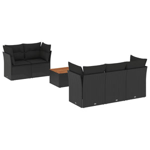 Set Divano da Giardino 6 pz con Cuscini Nero in Polyrattancod mxl 113615