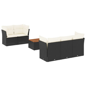 Set Divano da Giardino 6 pz con Cuscini Nero in Polyrattan 3223480