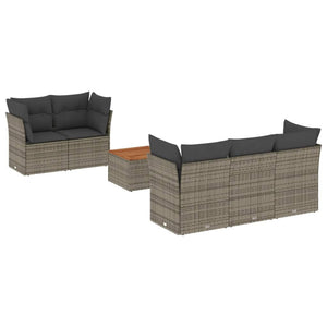 Set Divano da Giardino 6 pz con Cuscini Grigio in Polyrattancod mxl 90396