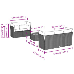 Set Divano da Giardino 6 pz con Cuscini Grigio in Polyrattancod mxl 90396