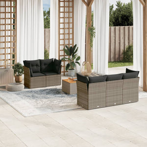 Set Divano da Giardino 6 pz con Cuscini Grigio in Polyrattan 3223484