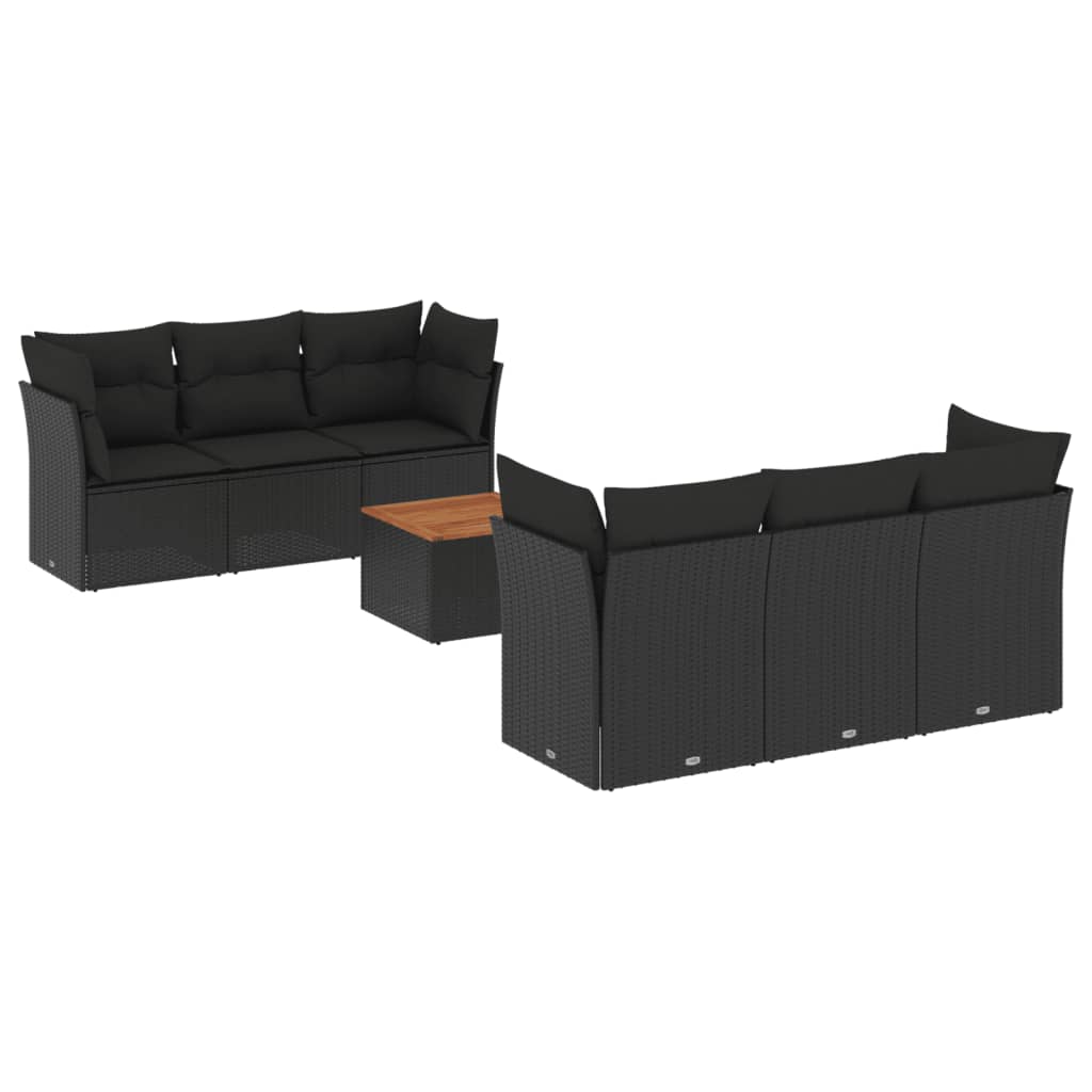 Set Divani da Giardino con Cuscini 7pz Nero Polyrattancod mxl 87587