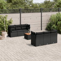 Set Divani da Giardino con Cuscini 7pz Nero Polyrattancod mxl 87587