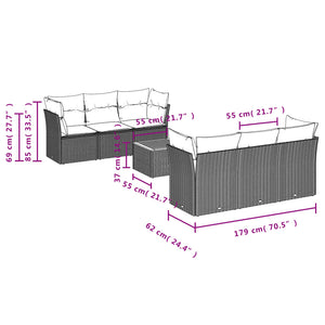 Set Divani da Giardino con Cuscini 7pz Nero Polyrattan 3223487