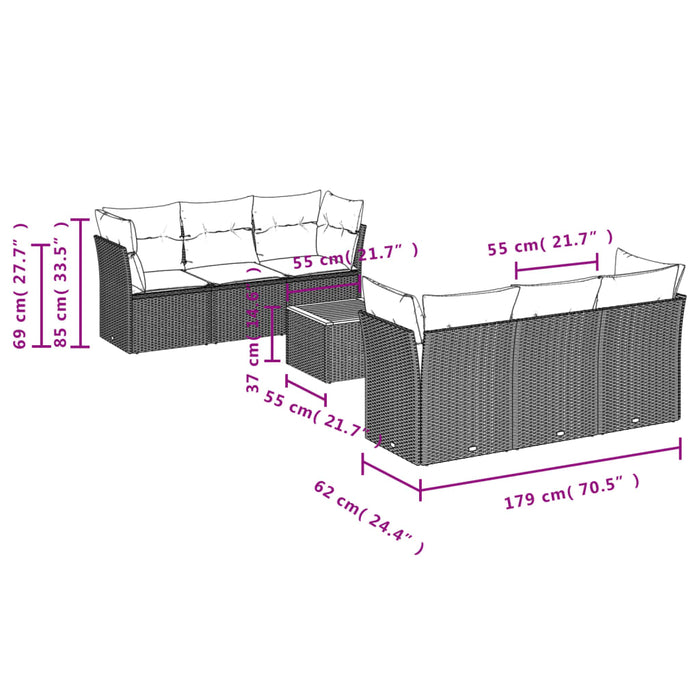 Set Divani da Giardino con Cuscini 7pz Nero Polyrattan 3223487