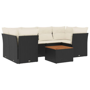 Set Divani da Giardino con Cuscini 7pz Nero Polyrattan 3223494